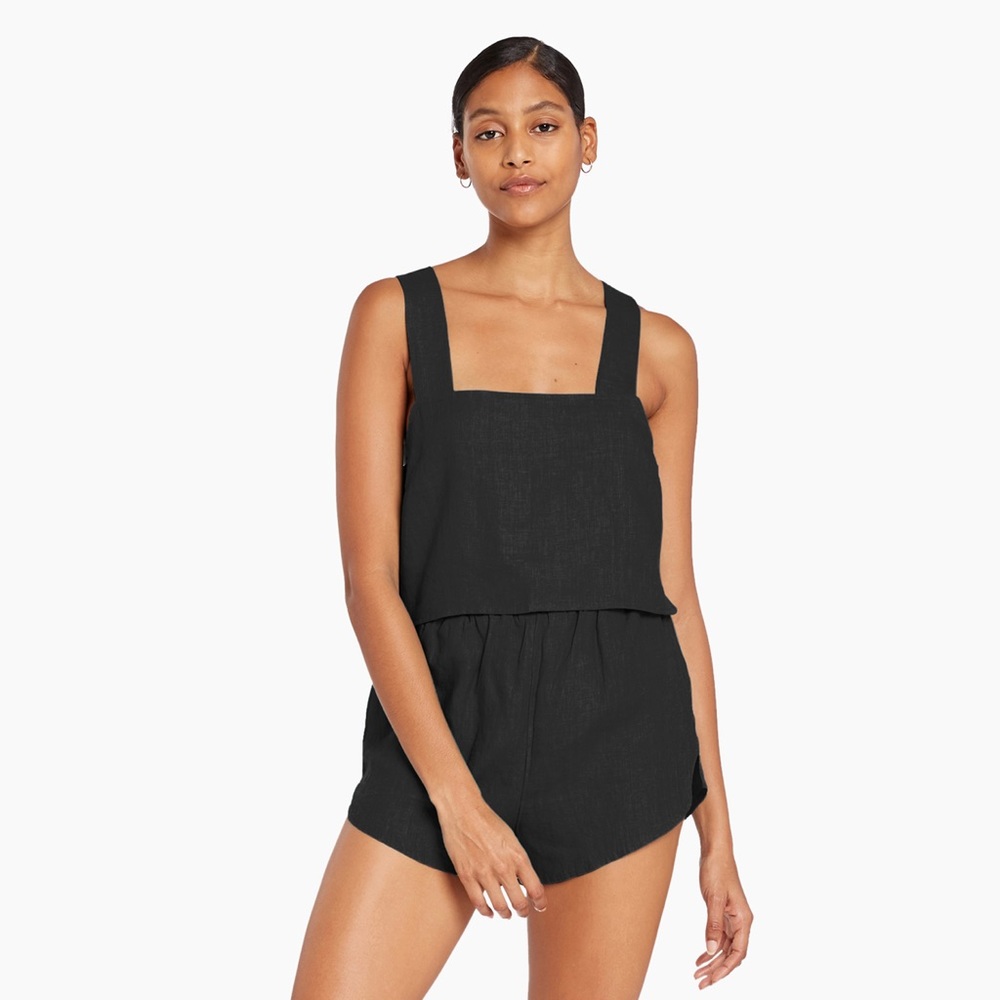 Vitamin A Black Tallows Linen Crop Top Size S